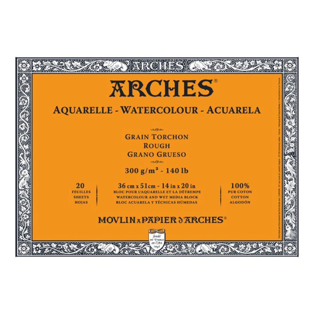 ARCHES WATER COLOUR BLOCK 20 SHEETS ROUGH 300 GSM 100% COTTON 14" x 20" (1795088)