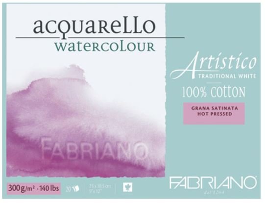 FABRIANO WATERCOLOR PAD ARTISTICO 300 GSM HOT PRESS  9' X 12' INCHES (19002330)