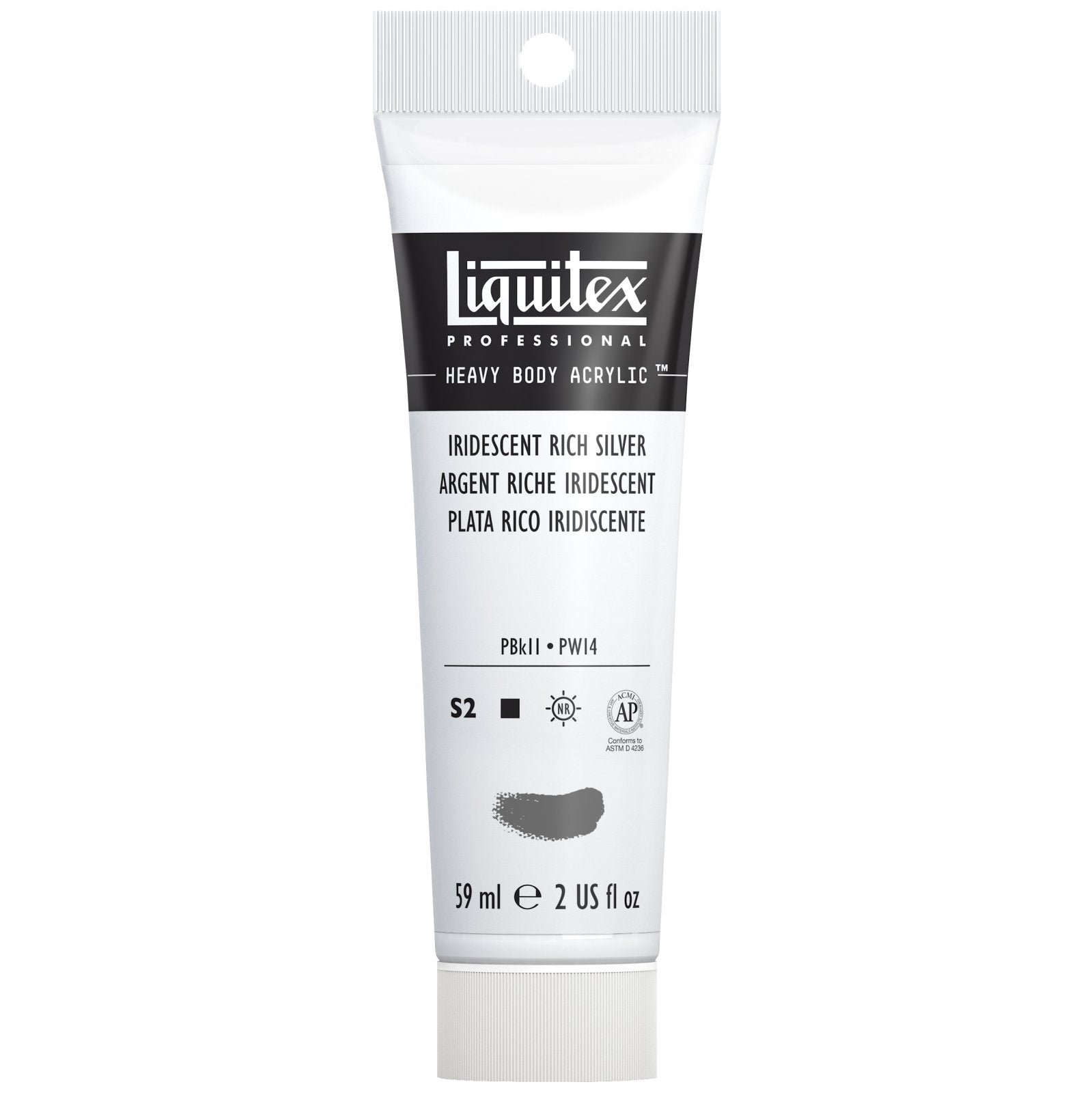 LIQUITEX PROFESSIONAL HEAVY BODY ACRYLIC 59 ML IRIDESCENT RICH SILVER S2A