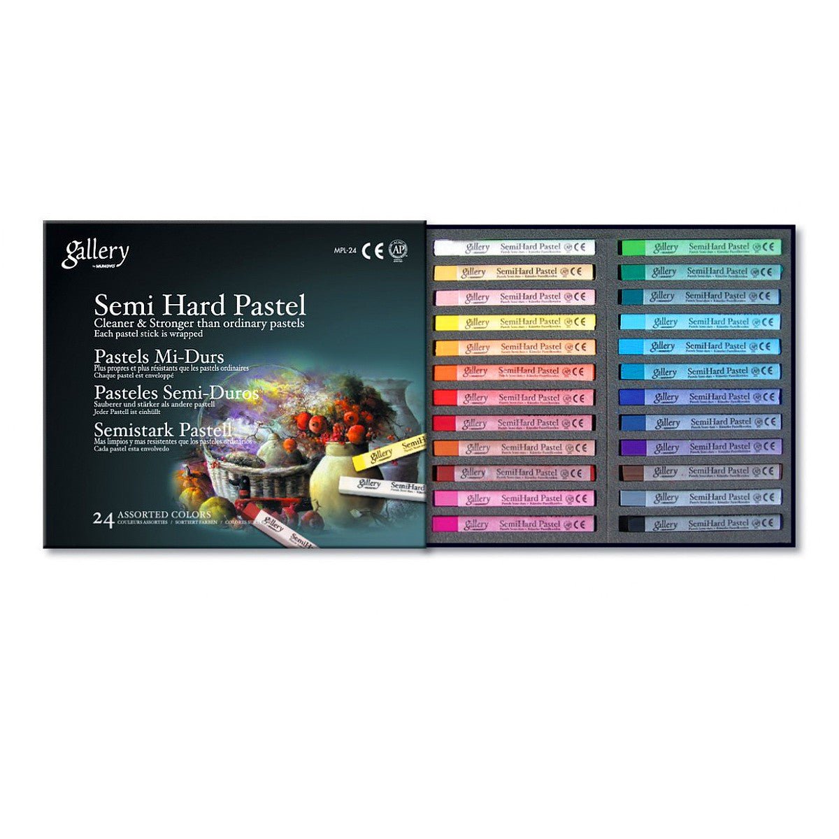 MUNGYO GALLERY ARTIST SEMI HARD PASTEL ASSORTED SET OF 24 (MPL-24)