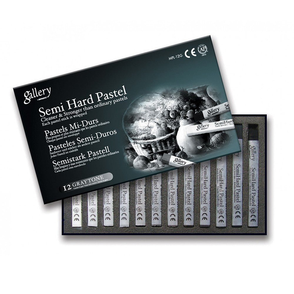 MUNGYO GALLERY ARTIST SEMI HARD PASTEL GREYTONE SET OF 12 (MPL-12 G)