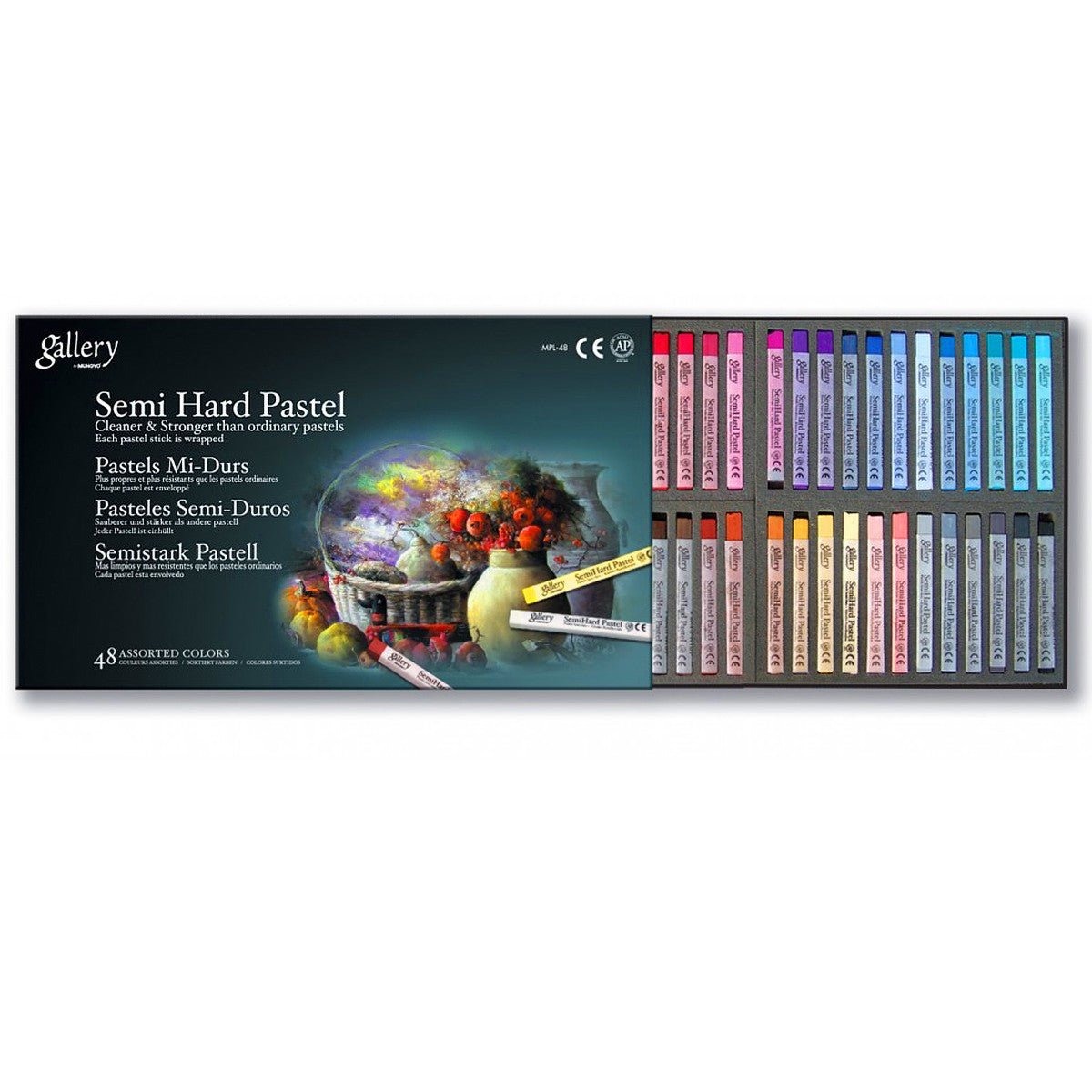 MUNGYO GALLERY ARTIST SEMI HARD PASTEL ASSORTED SET OF 48 (MPL-48)
