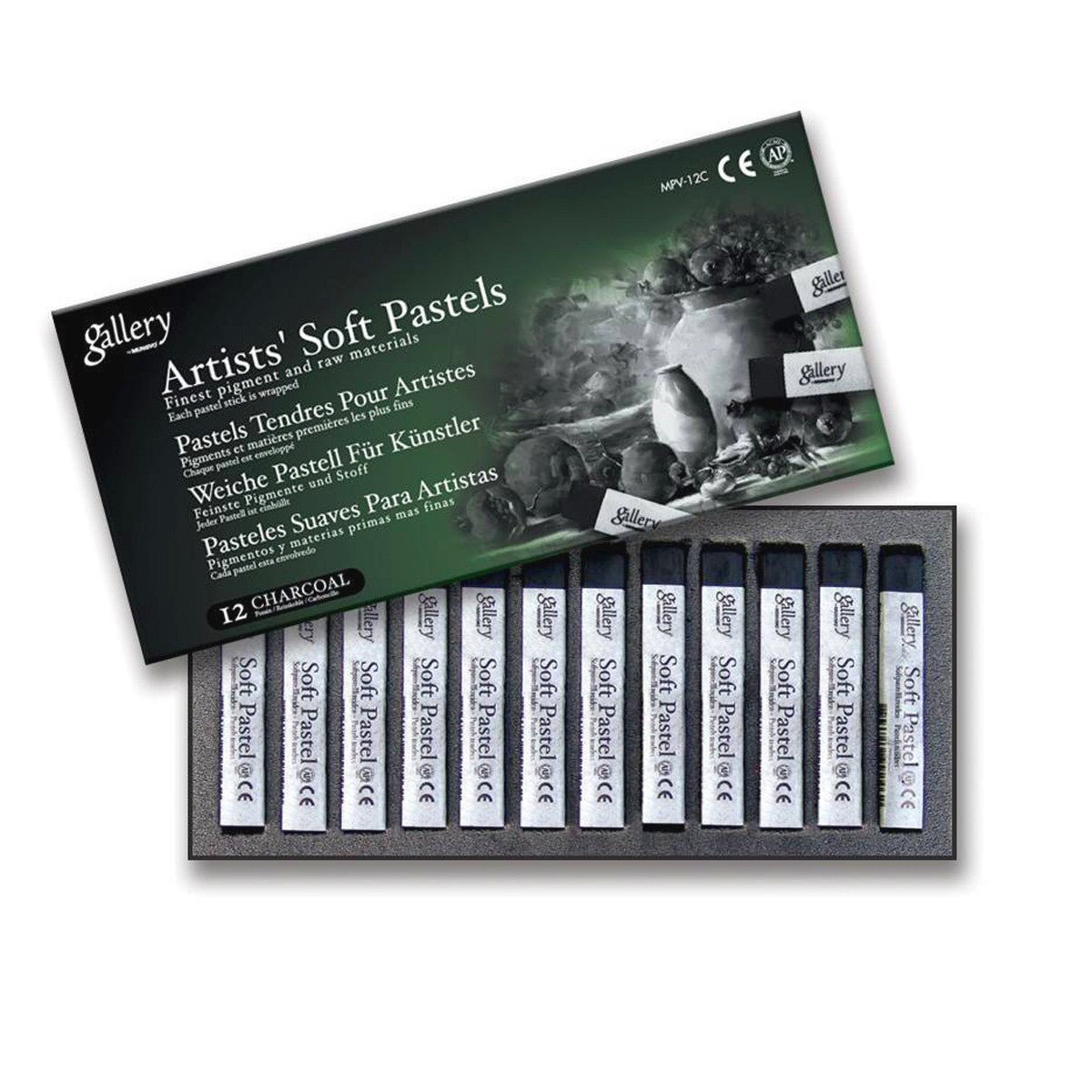 MUNGYO GALLERY ARTIST SOFT PASTEL CHARCOAL SET OF 12 (MPV-12C)