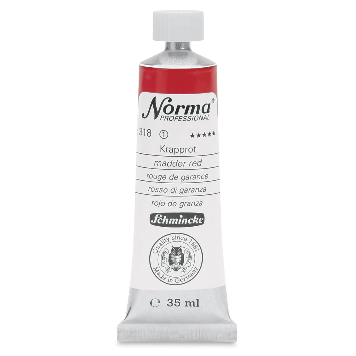 SCHMINCKE NORMA PROFESSIONAL OIL COLOUR 35 ML SR 1 MADDER RED (318)