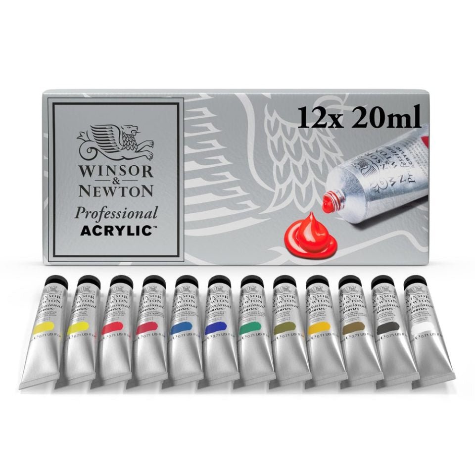 WINSOR & NEWTON PROFESSIONAL ACRYLIC COLOUR SET OF 12 X 20 ML  (2390402)