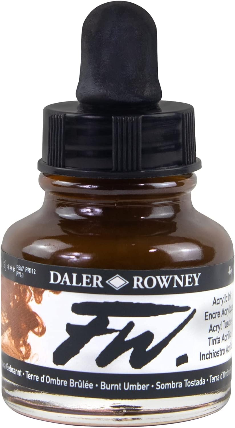 DALER & ROWNEY FW ACRYLIC INK 29.5 ML BURNT UMBER 160029223