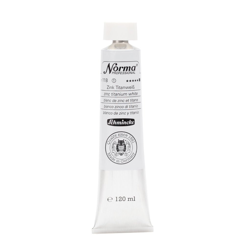 SCHMINCKE NORMA PROFESSIONAL OIL COLOUR 120 ML SR 1 ZINC TITANIUM WHITE (118)
