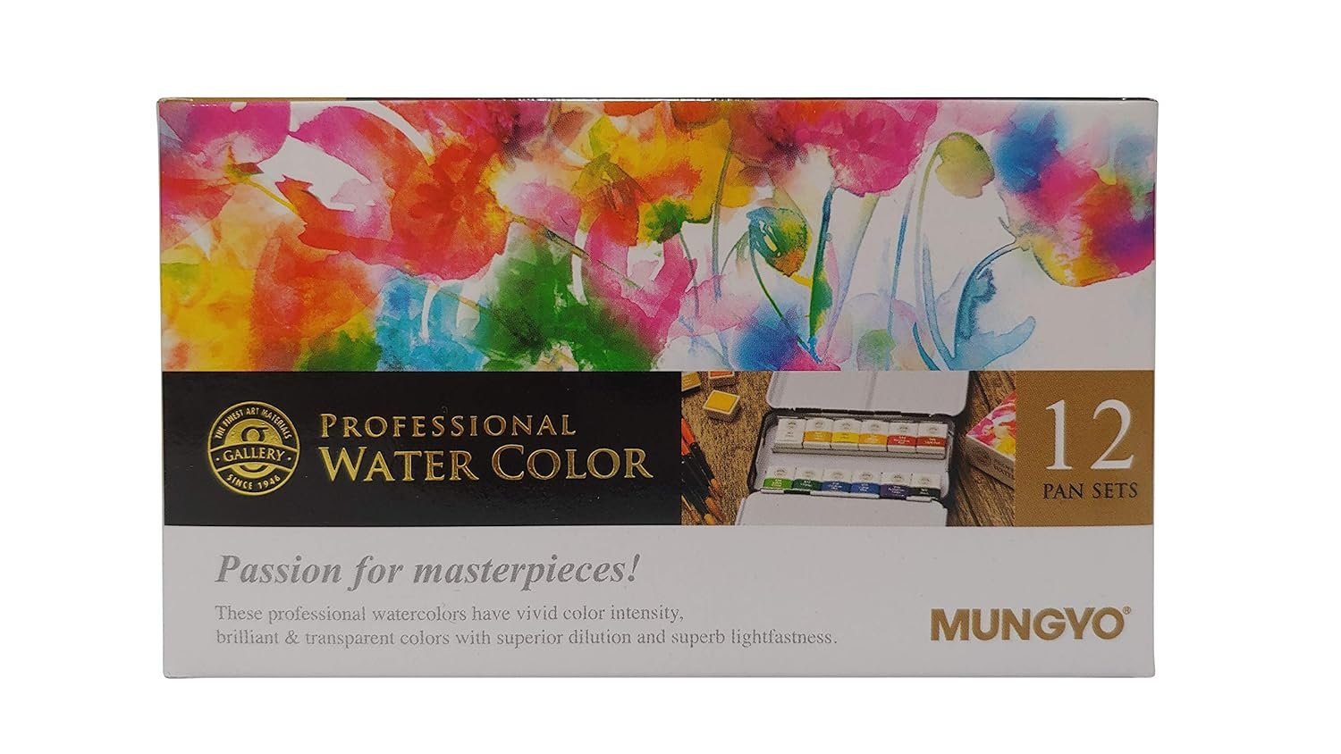 MUNGYO PROFESSIONAL WATERCOLOR HALF PAN SET OF 12