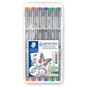 STAEDTLER PIGMENTLINER 0.5 SET OF 6 ASSORTED COLOURS (30805-SSB6)