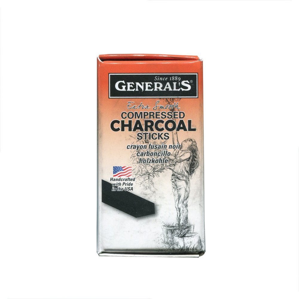 GENERALCOMPRESSED RECTANGLE CHARCOAL STICK HARD 2B (960-2B) - 1 PC