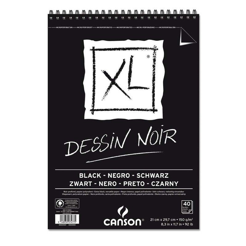 CANSON XL BLACK ALBUMS SPIRAL DEEP BLACK 40 SHEETS 150 GSM A4 (400039086)