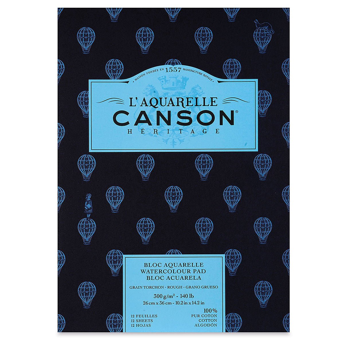 CANSON HERITAGE WATER COLOUR BLOCKS 12 SHEETS 4SG ROUGH 300 GSM 100% COTTON 26 x 36 CM (100720019)