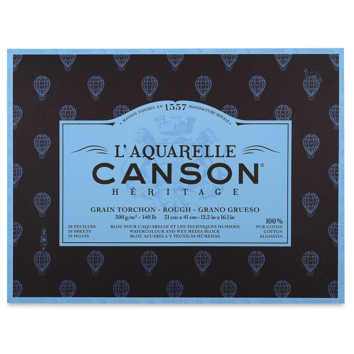 CANSON HERITAGE WATER COLOUR BLOCKS 20 SHEETS 4SG ROUGH 300 GSM 100% COTTON 31 x 41 CM (100720013)