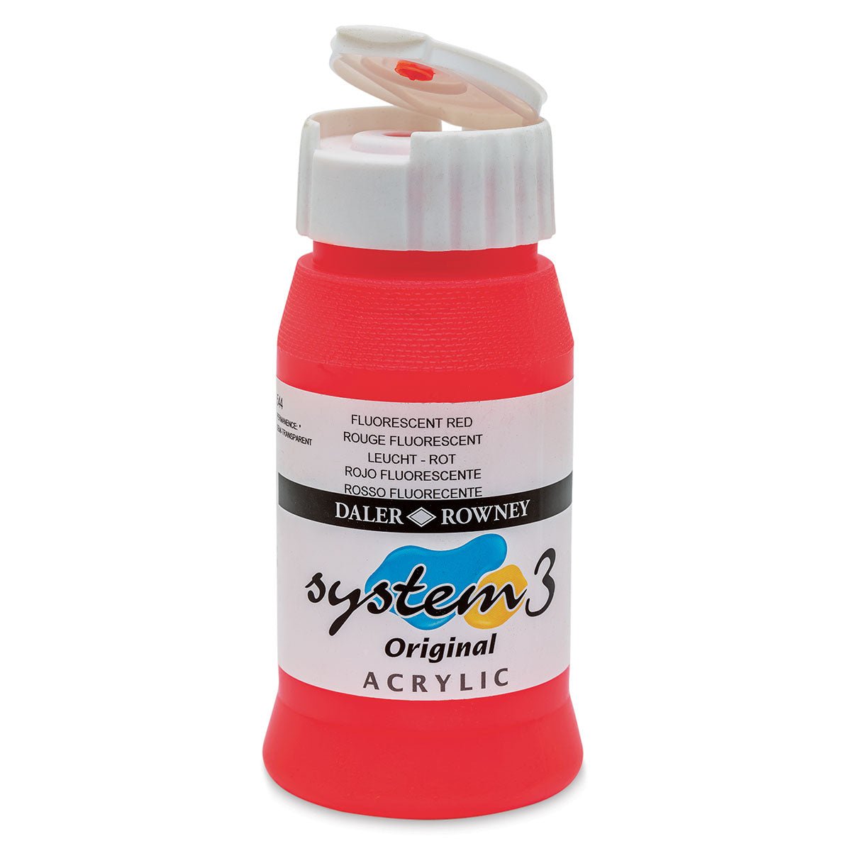 DALER & ROWNEY SYSTEM 3 ACRYLIC 500 ML FLUORO RED 500544