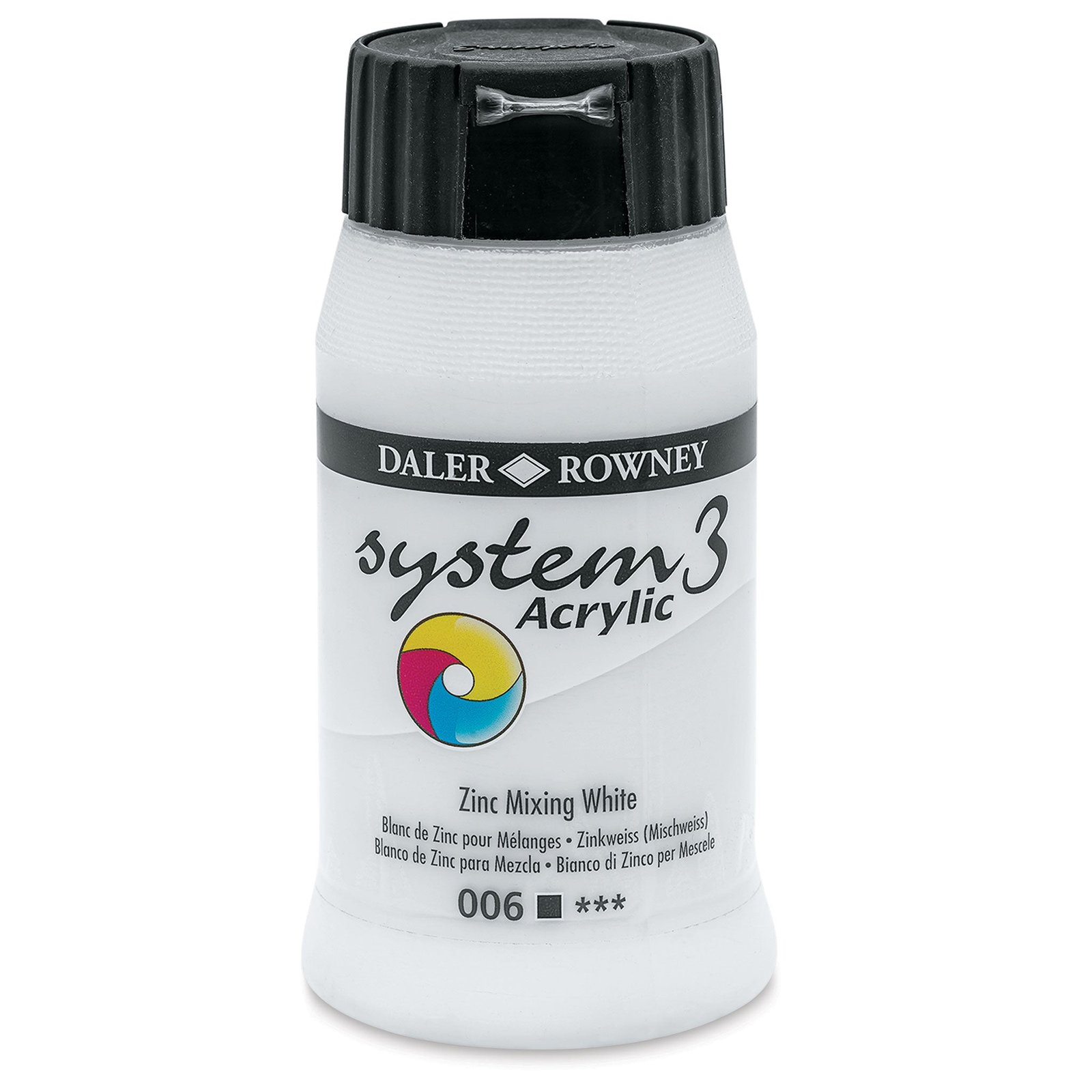 DALER & ROWNEY SYSTEM 3 ACRYLIC 500 ML ZINC MIXN WHITE 500006