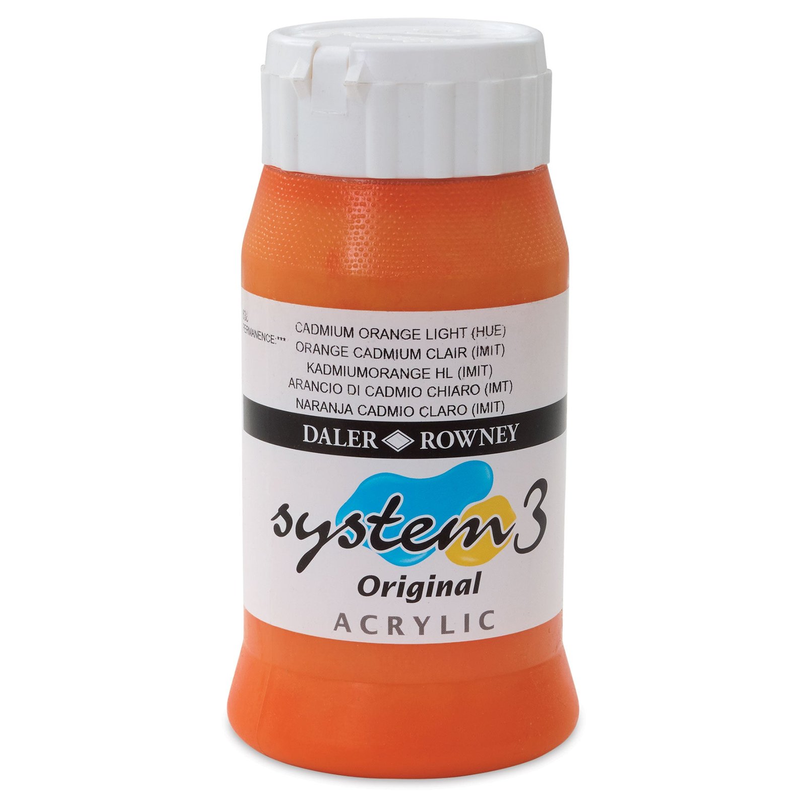 DALER & ROWNEY SYSTEM 3 ACRYLIC 500 ML CAD ORNG LT HUE 500638