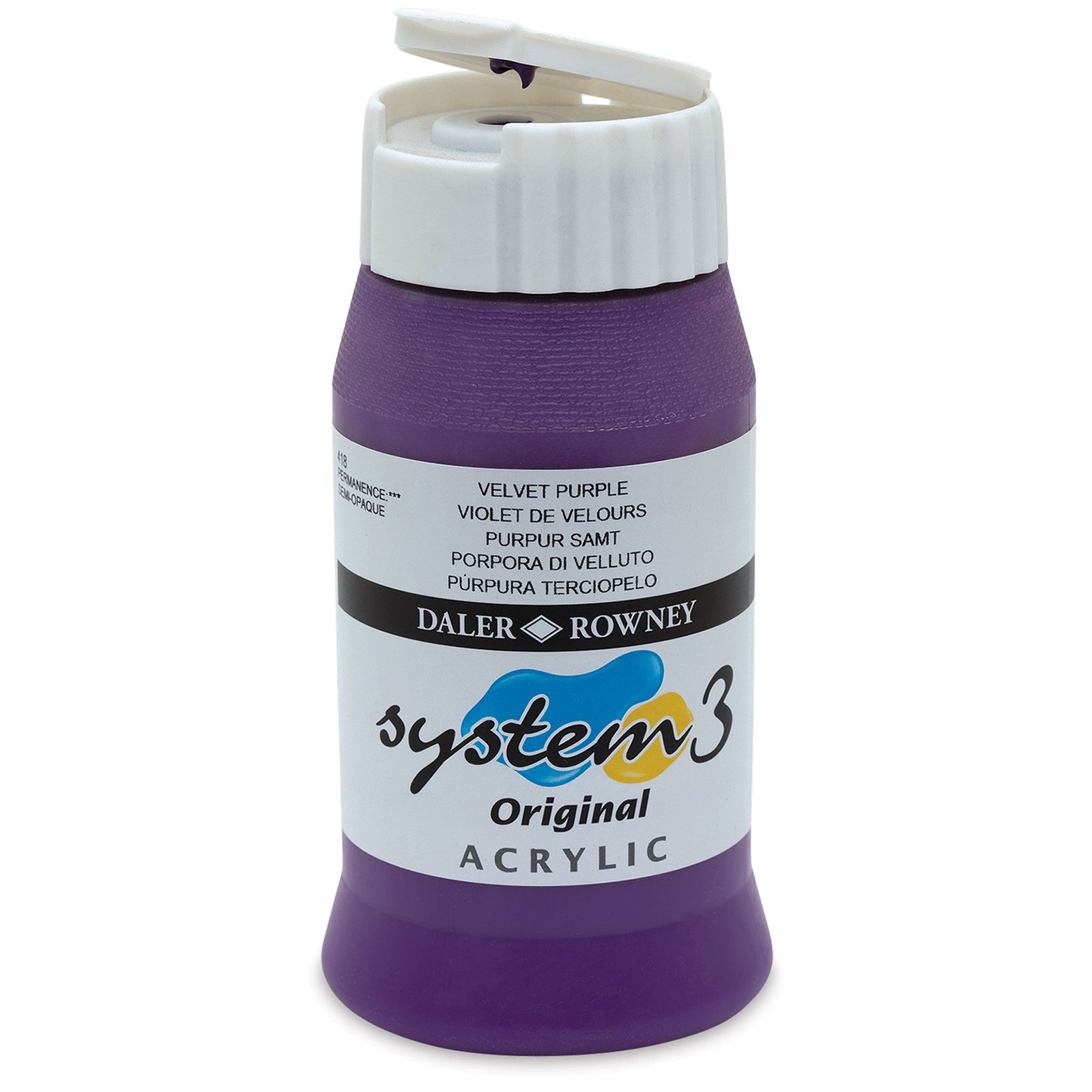 DALER & ROWNEY SYSTEM 3 ACRYLIC 500 ML VELVET PURPLE 500418