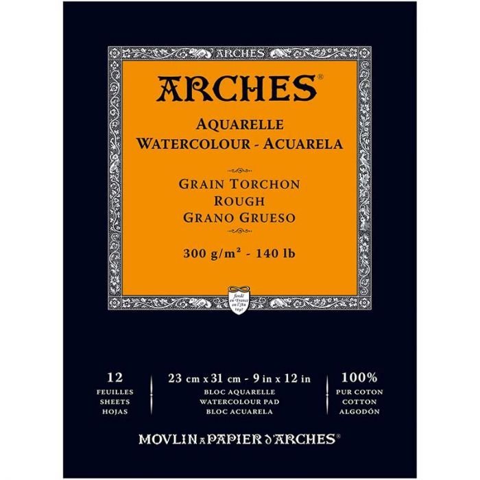 ARCHES WATER COLOUR PAD 15 SHEETS ROUGH 300 GSM 100% COTTON 9" x 12" (1795102)