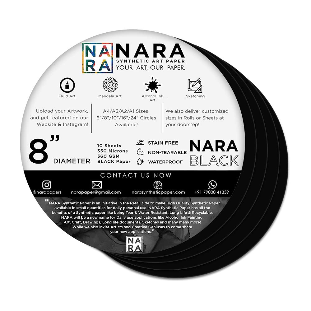 NARA BLACK PAPER FOR ALCOHOL INK 8" CIRCLE
