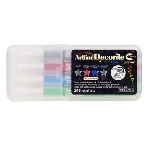 ARTLINE DECORITE METALLIC PEARL BRUSH MARKER SET OF 4