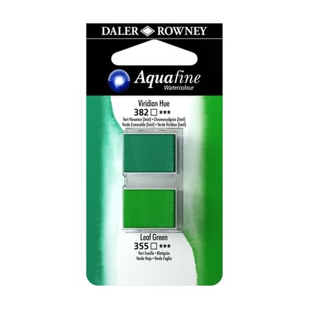 DALER & ROWNEY AQUAFINE 2 PC 1/2 PAN  VIRIDIAN HUE/LEAF GREEN SET OF 2 (014)