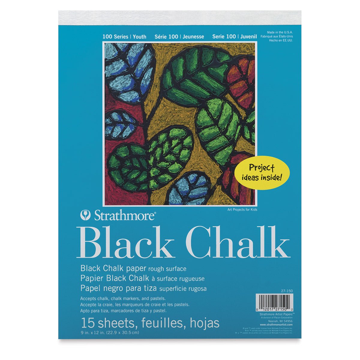 STRATHMORE PADS FOR AGES 5 AND UP BLACK CHALK 15 SHEETS SR 100  22.9 x 30.5 CM (P27-150)