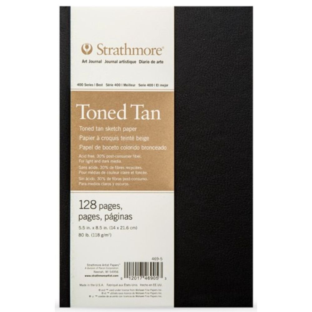 STRATHMORE HARDBOUND BOOKS TONED TAN 128 SHEETS SR 400 118 GSM 14 x 21.6 CM (P469-5-4)