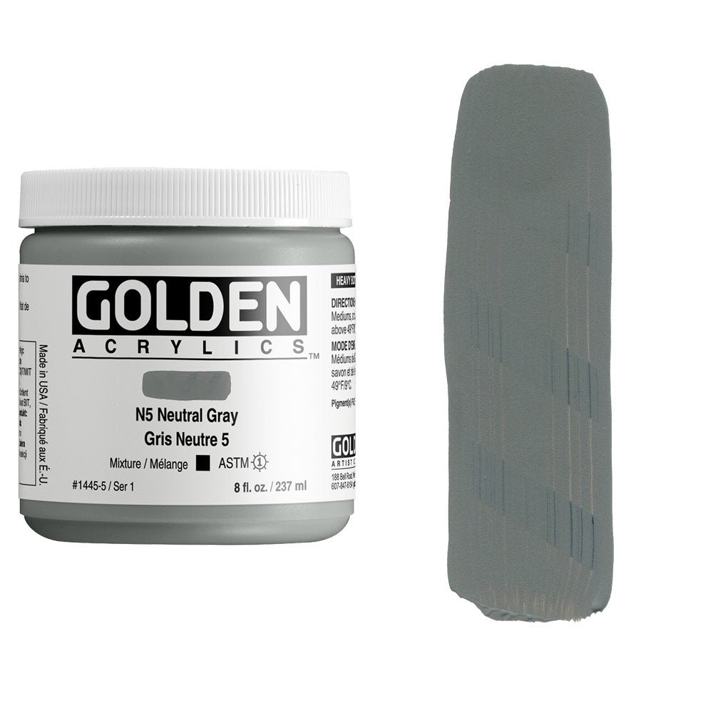GOLDEN HEAVY BODY ACRYLIC COLOUR 237 ML SR 1 NEUTRAL GRAY N5 (0001445-5)
