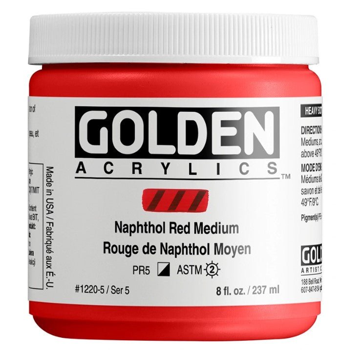 GOLDEN HEAVY BODY ACRYLIC COLOUR 237 ML SR 5 NAPHTHOL RED MEDIUM (0001220-5)