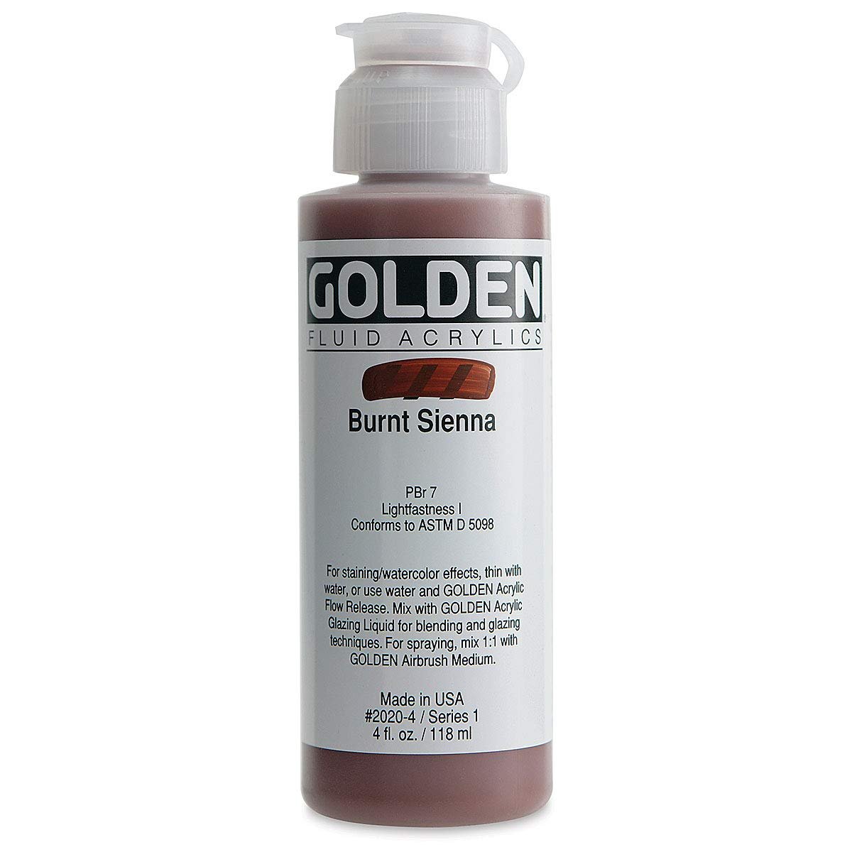 GOLDEN FLUID ACRYLIC COLOUR 118 ML SR 1 BURNT SIENNA (0002020-4)