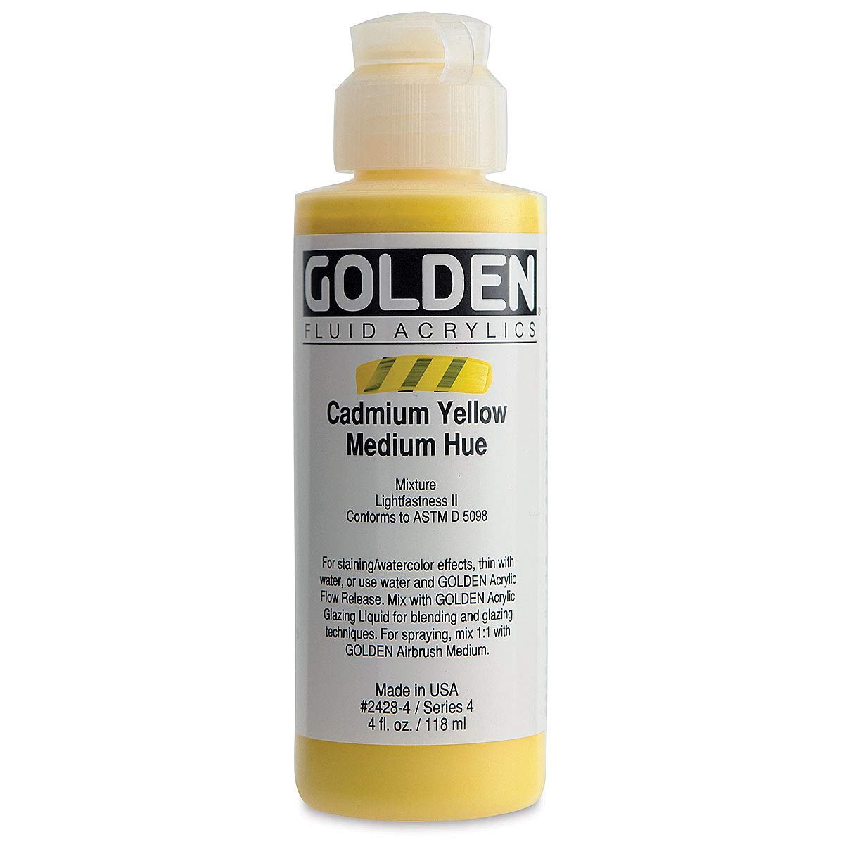 GOLDEN FLUID ACRYLIC COLOUR 118 ML SR 4 CADMIUM YELLOW MEDIUM HUE (0002428-4)