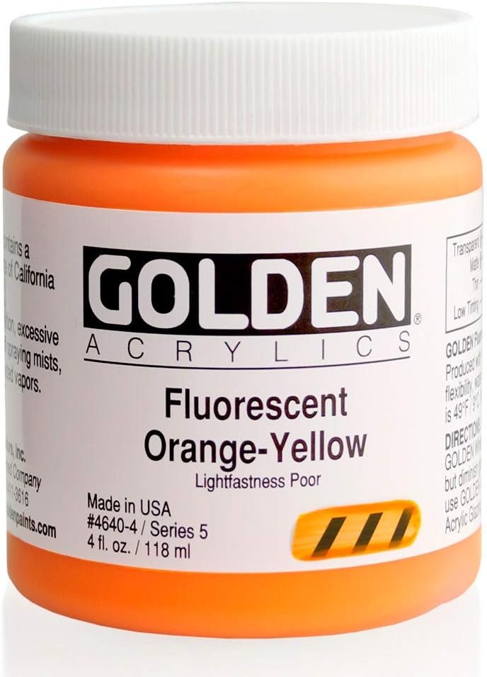GOLDEN HEAVY BODY ACRYLIC COLOUR 118 ML SR 5 FLUORESCENT ORANGE YELLOW (0004640-4)