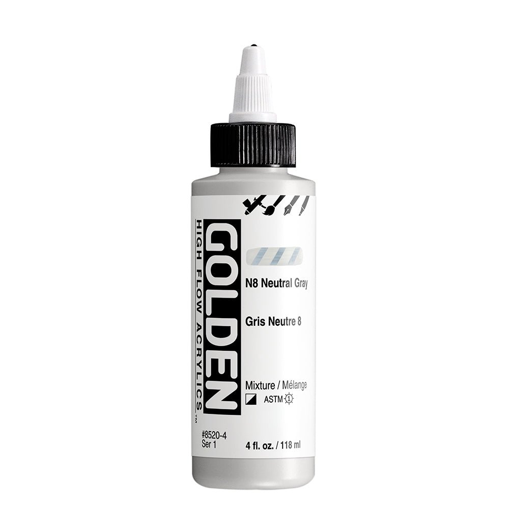 GOLDEN HIGH FLOW ACRYLIC COLOUR 118 ML SR 1 N8 NEUTRAL GRAY (0008520-4)