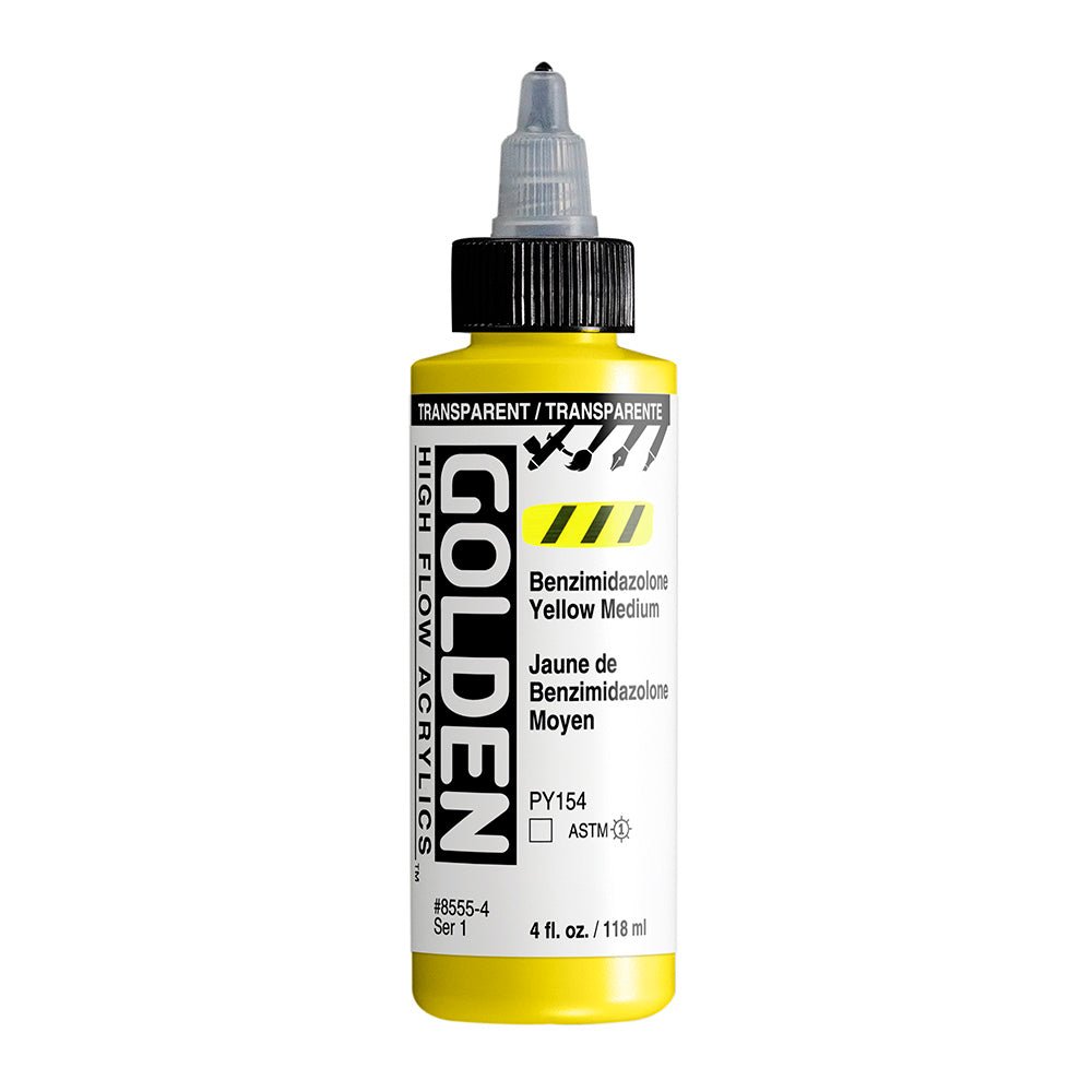 GOLDEN HIGH FLOW ACRYLIC COLOUR 118 ML SR 1 TRANSPARENT BENZ YELLOW MEDIUM (0008555-4)