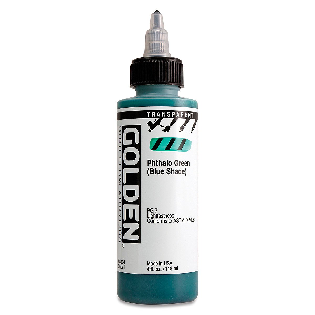 GOLDEN HIGH FLOW ACRYLIC COLOUR 118 ML SR 1 TRANSPARENT PHTHALO GREEN BLUE SHADE (0008560-4)