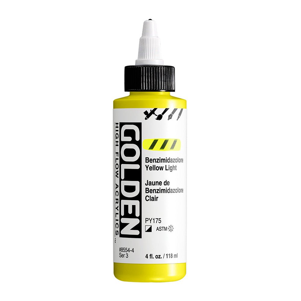 GOLDEN HIGH FLOW ACRYLIC COLOUR 118 ML SR 3 BENZ YELLOW LIGHT (0008554-4)