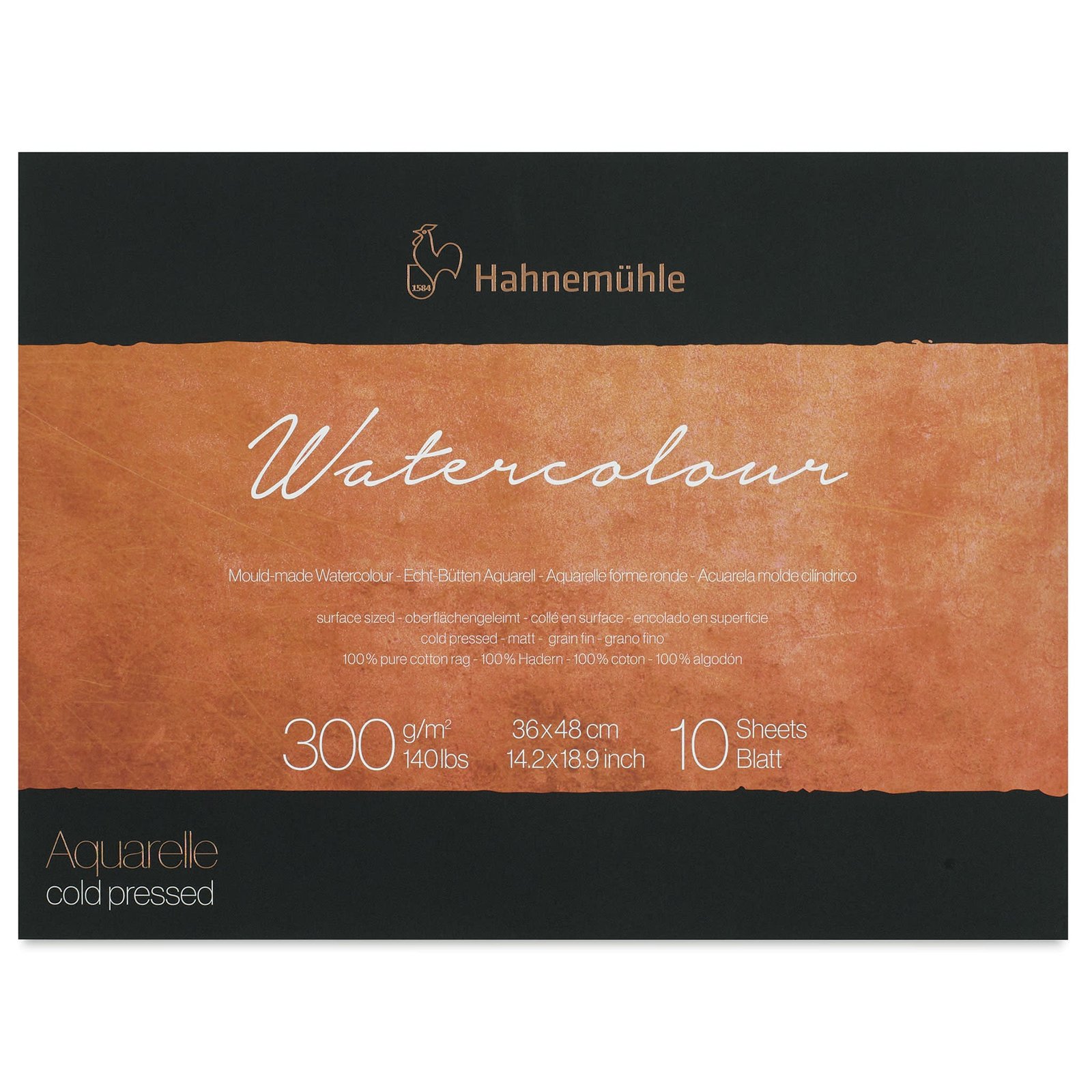 HAHNEMUHLE COLLECTION WATER COLOUR PAD 300 GSM 100% COTTON COLD PRESSED 36 X 48 CM 10 SHEETS (10625132)