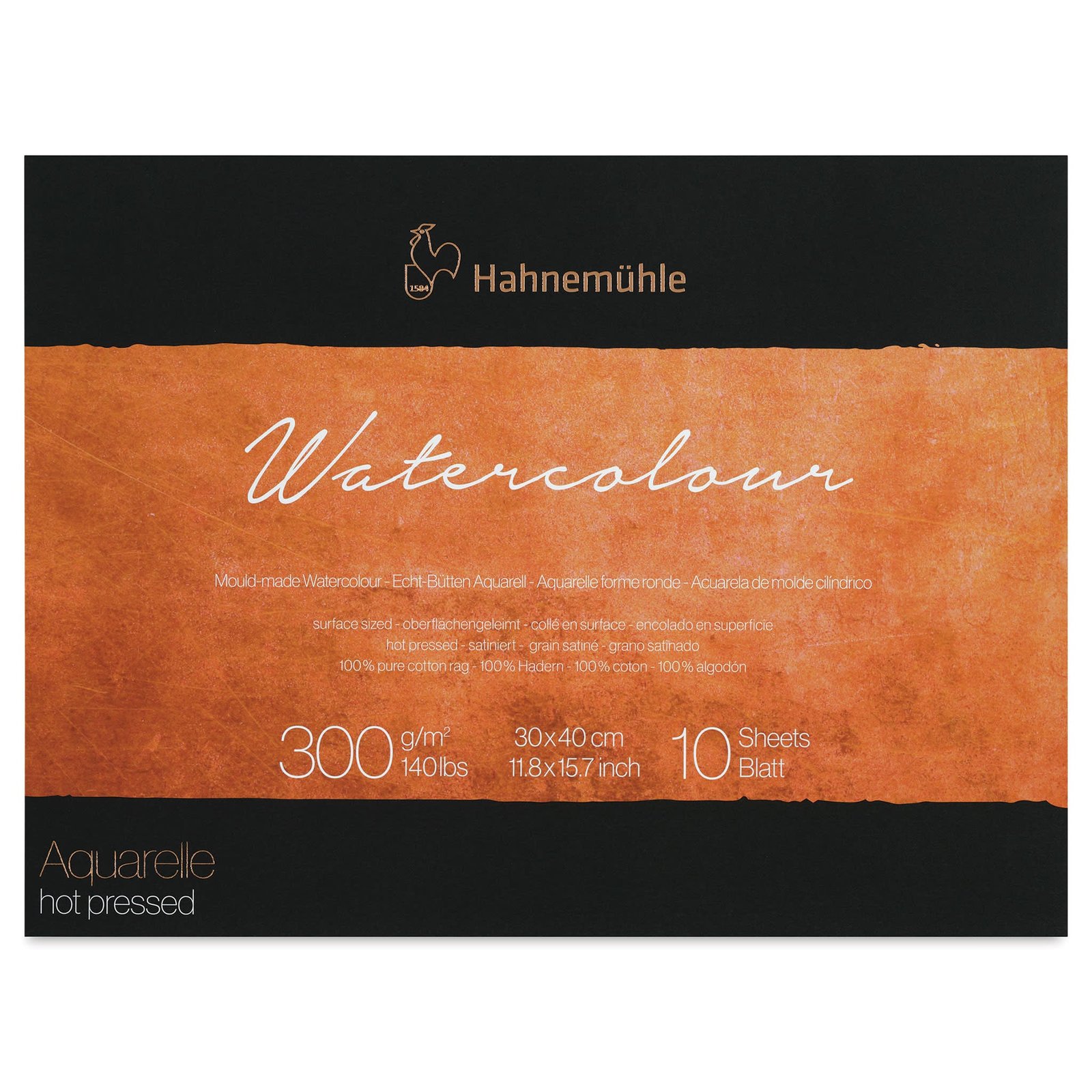 HAHNEMUHLE COLLECTION WATER COLOUR PAD 300 GSM 100% COTTON HOT PRESSED 30 X 40 CM 10 SHEETS (10625151)