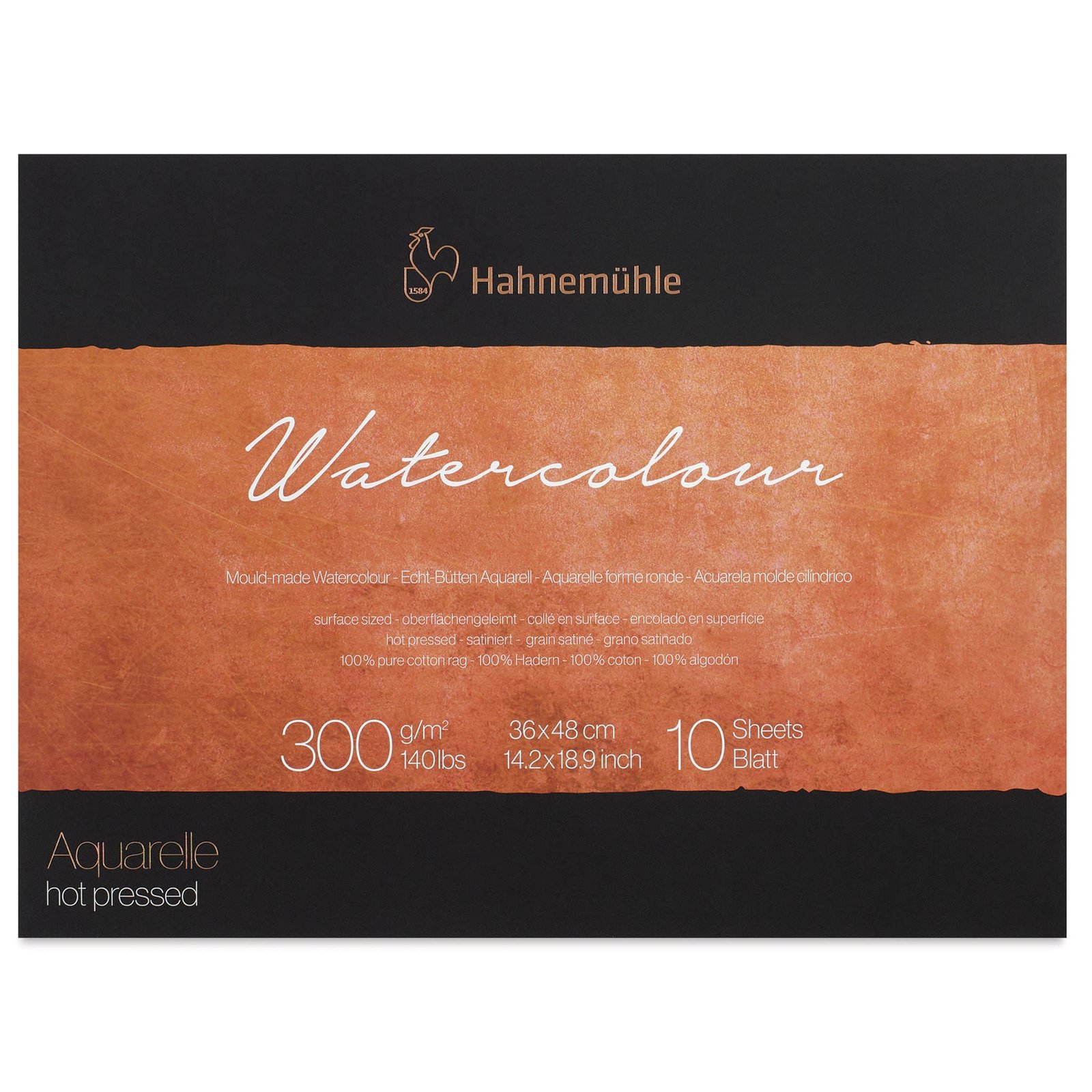 HAHNEMUHLE COLLECTION WATER COLOUR PAD 300 GSM 100% COTTON HOT PRESSED 36 X 48 CM 10 SHEETS (10625152)