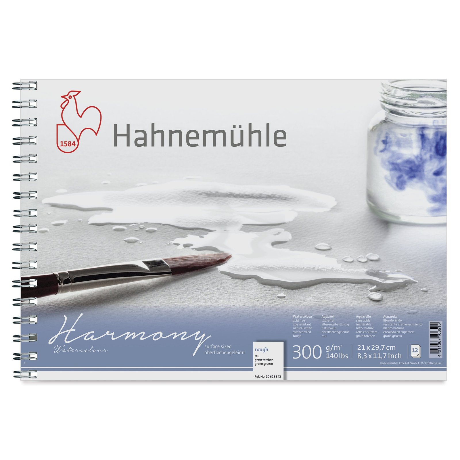 HAHNEMUHLE HARMONY WATER COLOUR PAD 300 GSM ROUGH A4 SPIRAL 12 SHEETS (10628842)