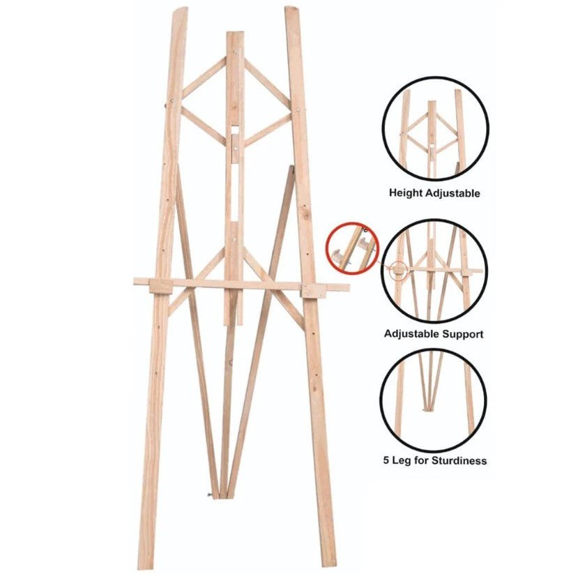 BASIC FRAME TRIPOD EASEL PINE WOOD 5 FEET (LIGHT WEIGHT USE ONLY)
